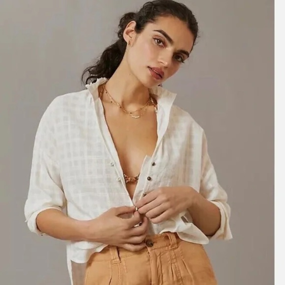Pilcro Cream Button-Down Shirt